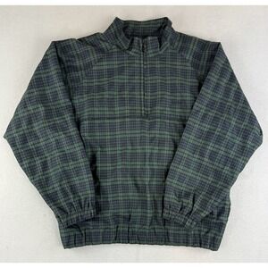 IZOD Golf‎ Pullover 1/4 Zip Windbreaker Jacket Mens Large Green Plaid